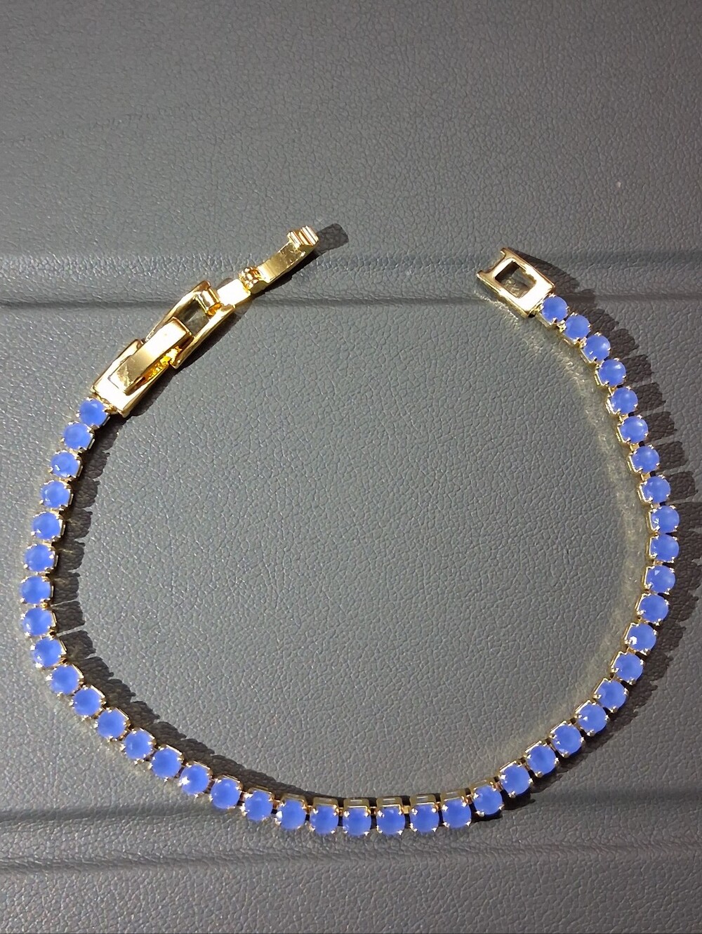 Gold Tennis Bracelet with Periwinkle Blue Stones